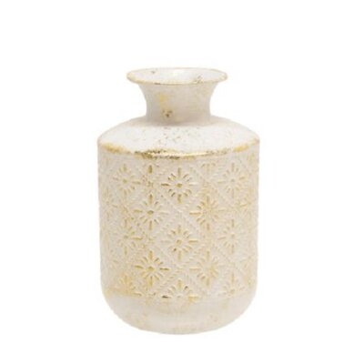 White/Gold 9.84" Indoor / Outdoor Metal Table Vase - Image 0