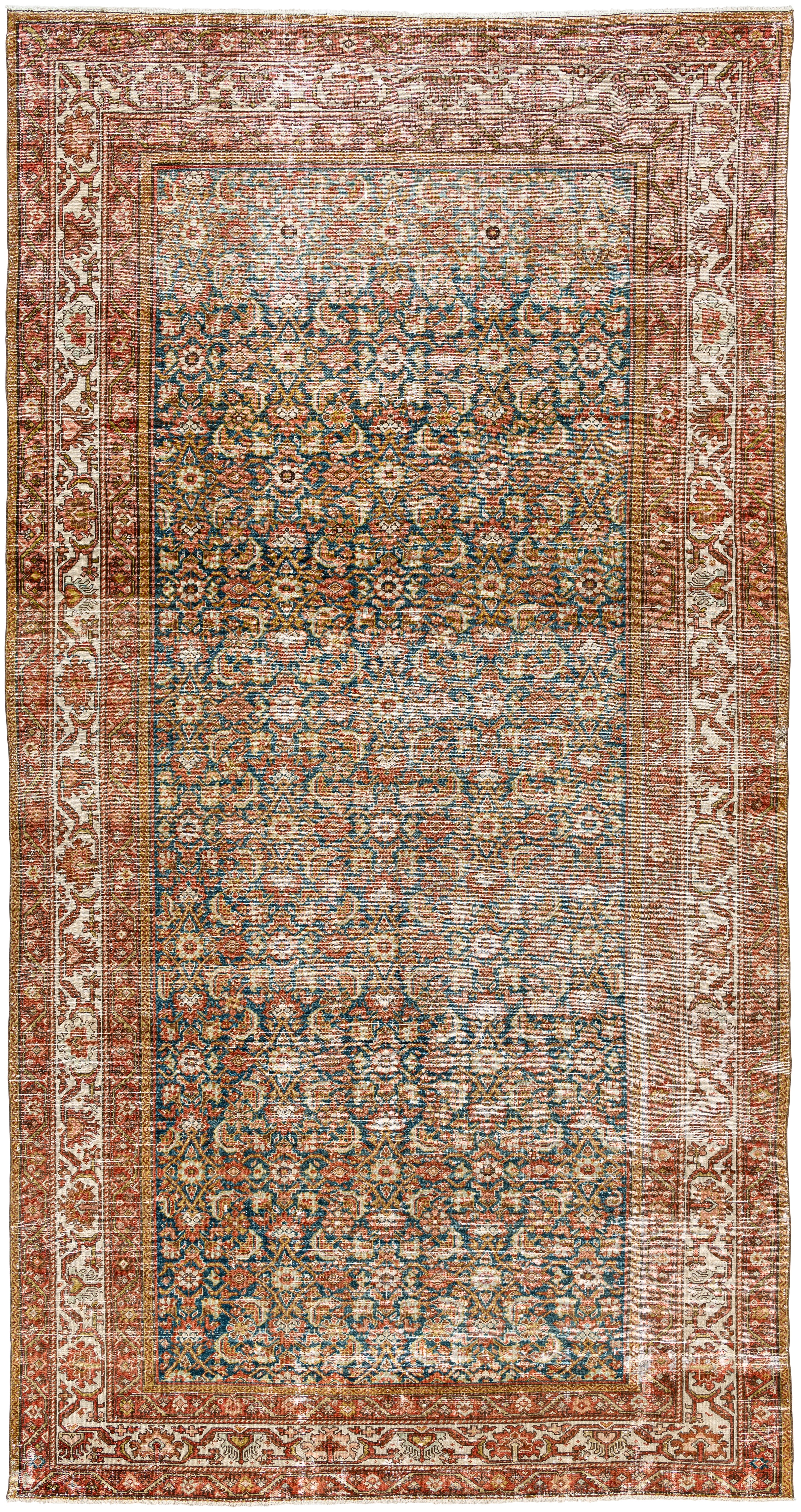 Antique One of a Kind Brown Indoor 6'8" x 13' Handmade Rug - Image 0