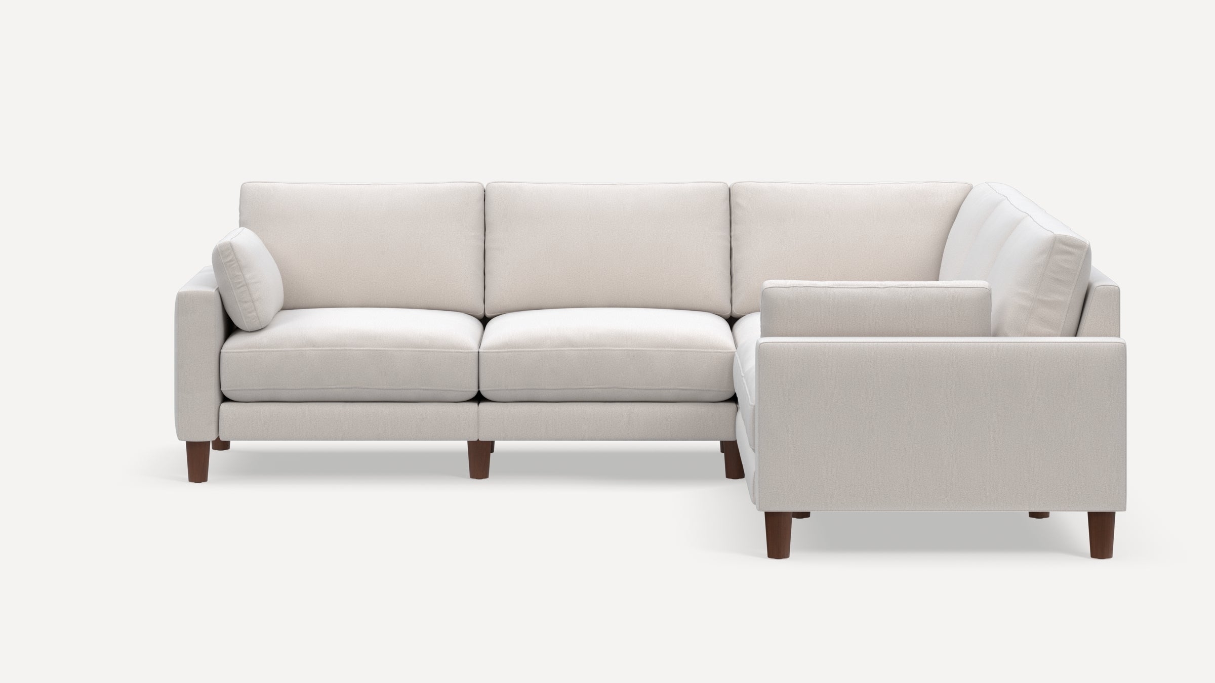 Union 5-Seat Sectional - Ivory - Performance Chenille / Walnut - Wood / Round Leg - Image 0