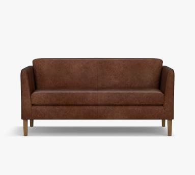 Hudson Leather Loveseat 64.5", Polyester Wrapped Cushions, Statesville Toffee - Image 2