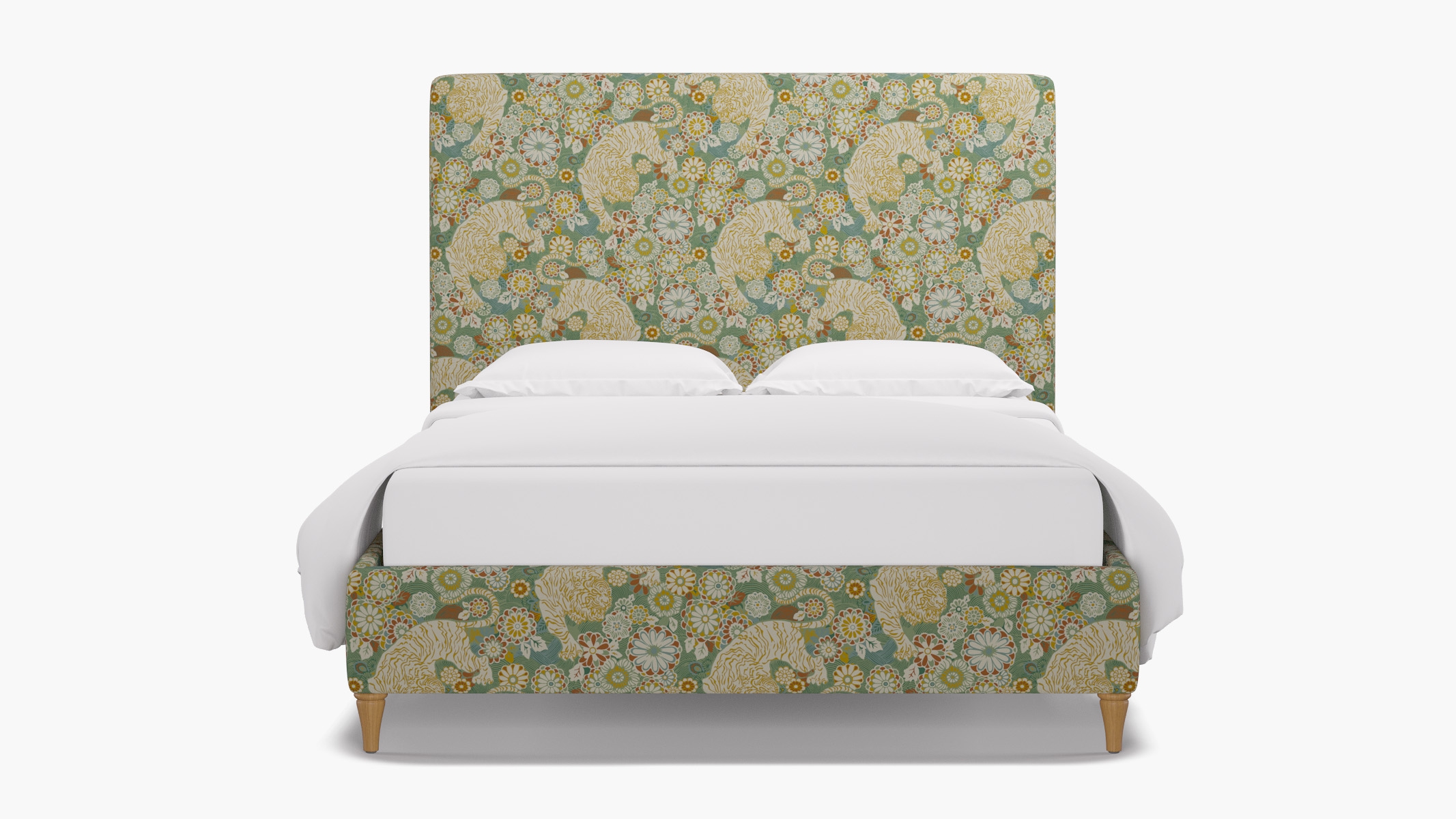 Classic Bed, Pistachio Siberian Tiger, Natural Decorative Tapered Leg, Twin - Image 0