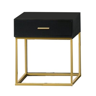 Angelos 1 - Drawer Nightstand in Black/Gold - Image 0