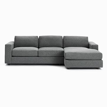 Urban 106" Left 2-Piece Chaise Sectional, Chenille Tweed, Silver, Down Blend Fill - Image 3