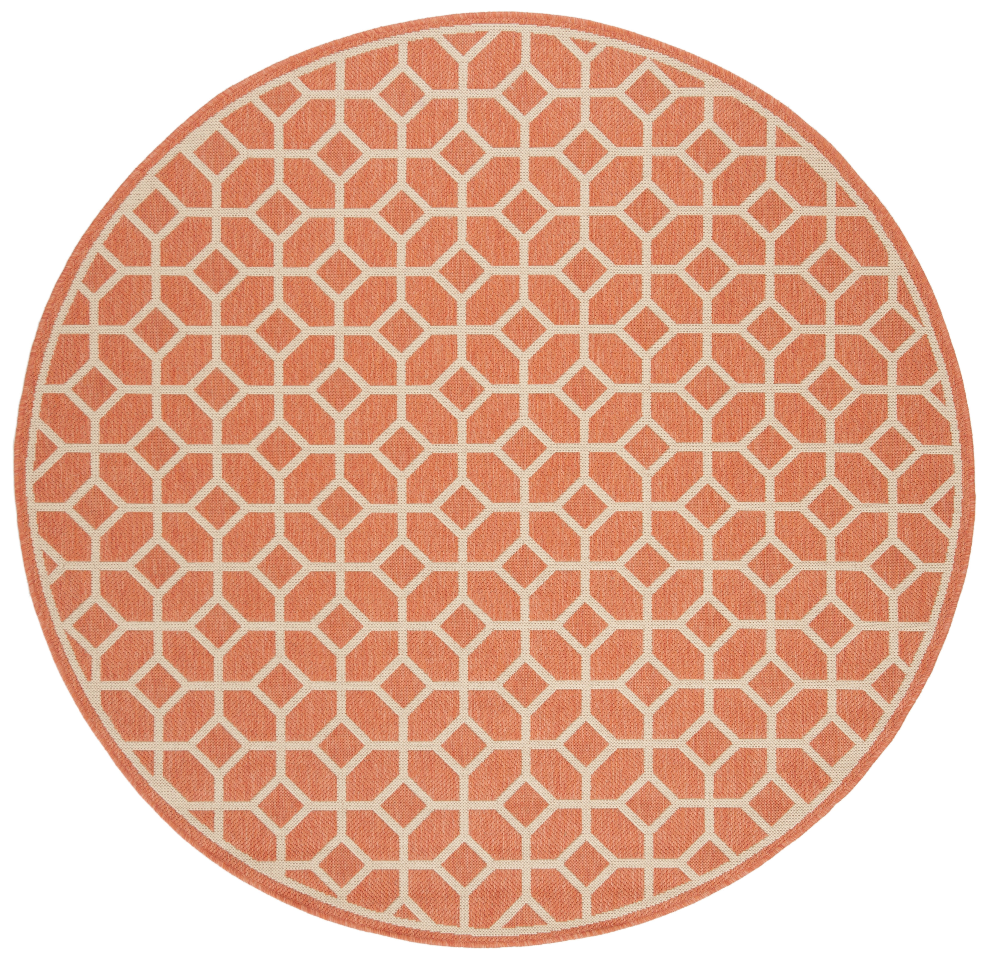 Arlo Home Indoor/Outdoor Woven Area Rug, LND127P, Rust/Cream,  6' 7" X 6' 7" Round - Image 0