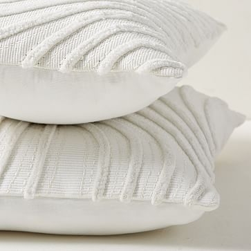 Textured Waves Pillow Cover, 18"x18", White, Set of 2 - Image 2
