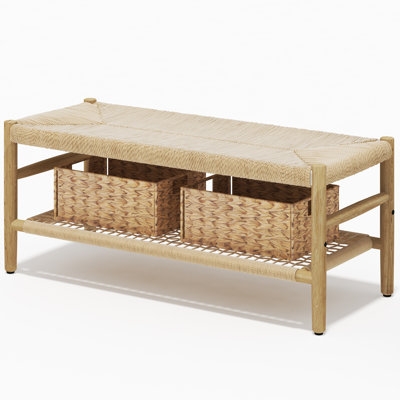 Khemisset Wood Drawer Storage Bench