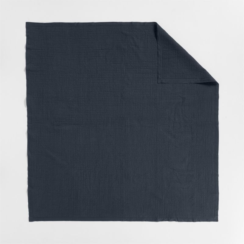 Celeste Organic Cotton Midnight Navy Blue King Quilt - Image 5