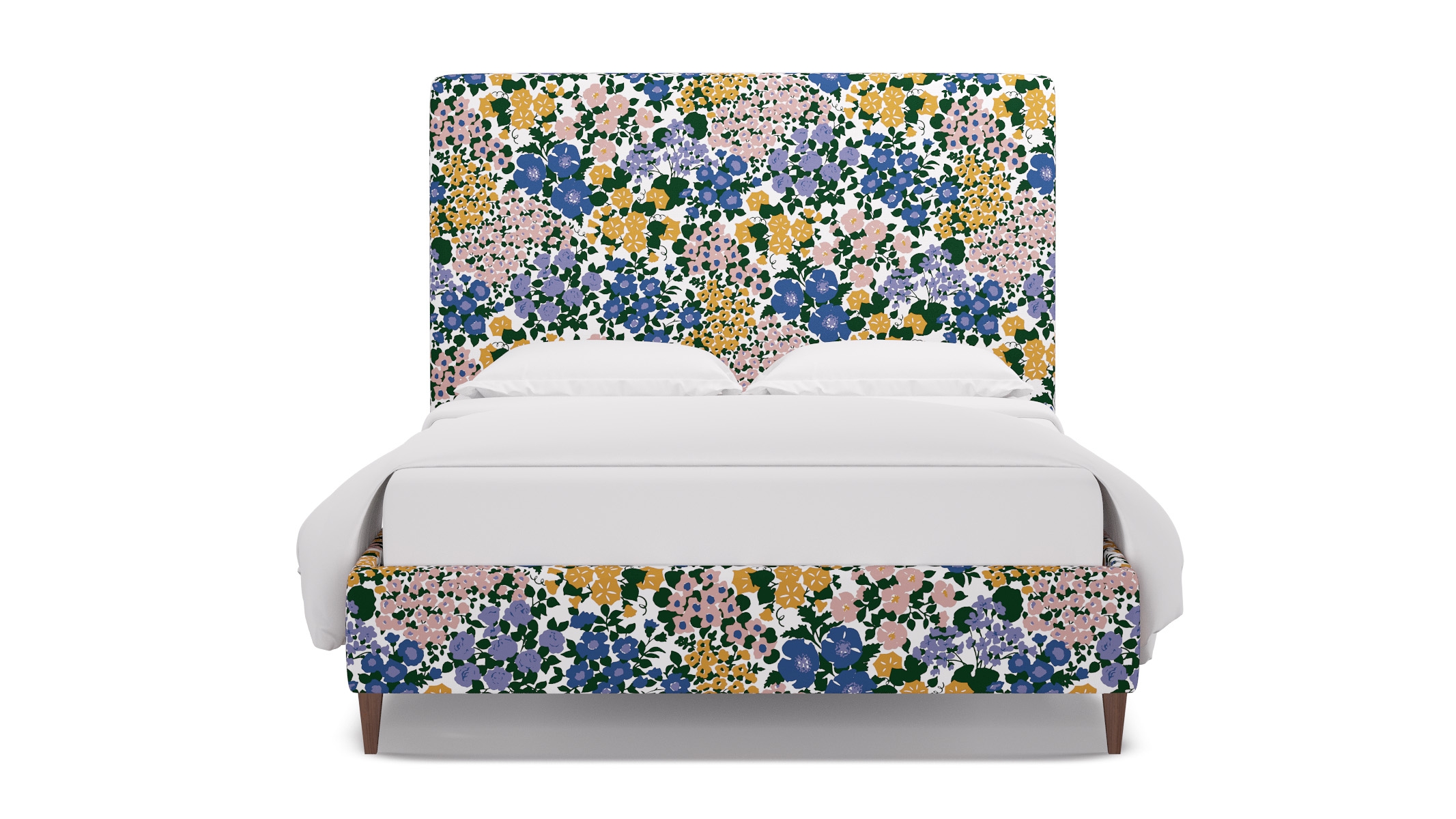 Classic Bed, Lavender Million Flowers, Walnut Square Tapered Leg, Twin - Image 0