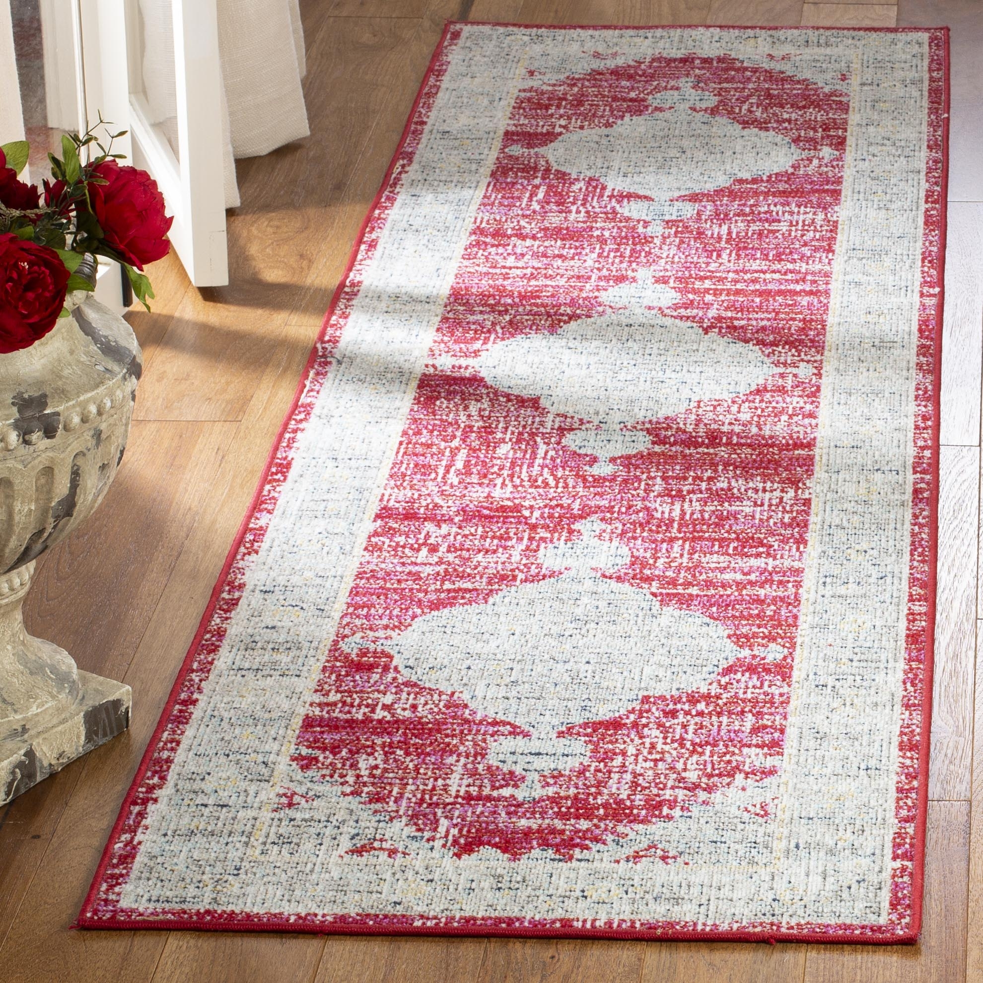 Arlo Home Indoor/Outdoor Woven Area Rug, MTG373P, Rose/Grey,  2' 3" X 8' - Image 1