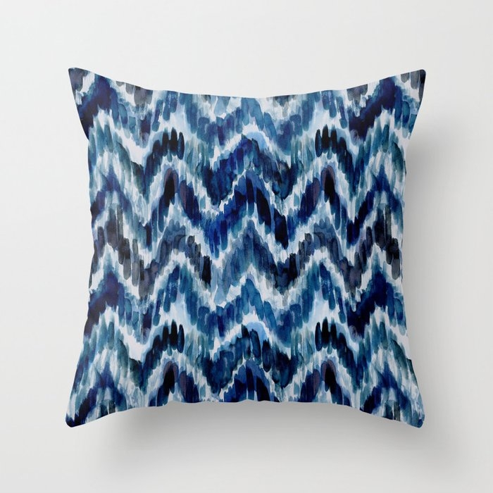 Watercolor Ikat Chevron Throw Pillow by House Of Haha - Cover (20" x 20") With Pillow Insert - Outdoor Pillow - Image 0