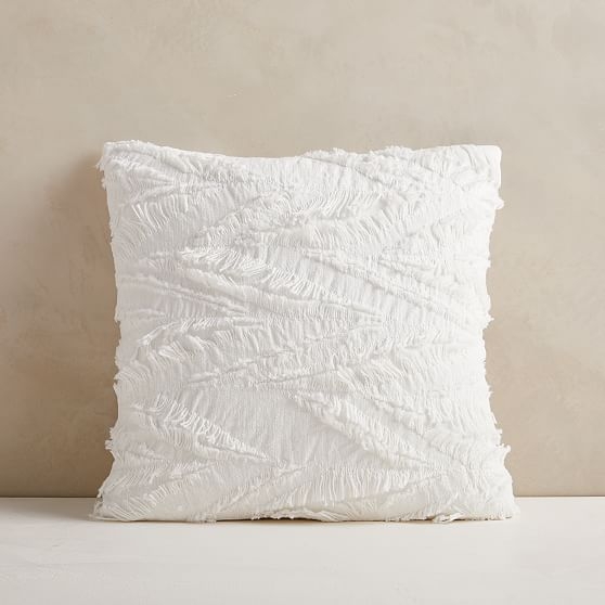 Cotton Eyelash Pillow Cover, 20"x20", White, Set of 2 - Image 0