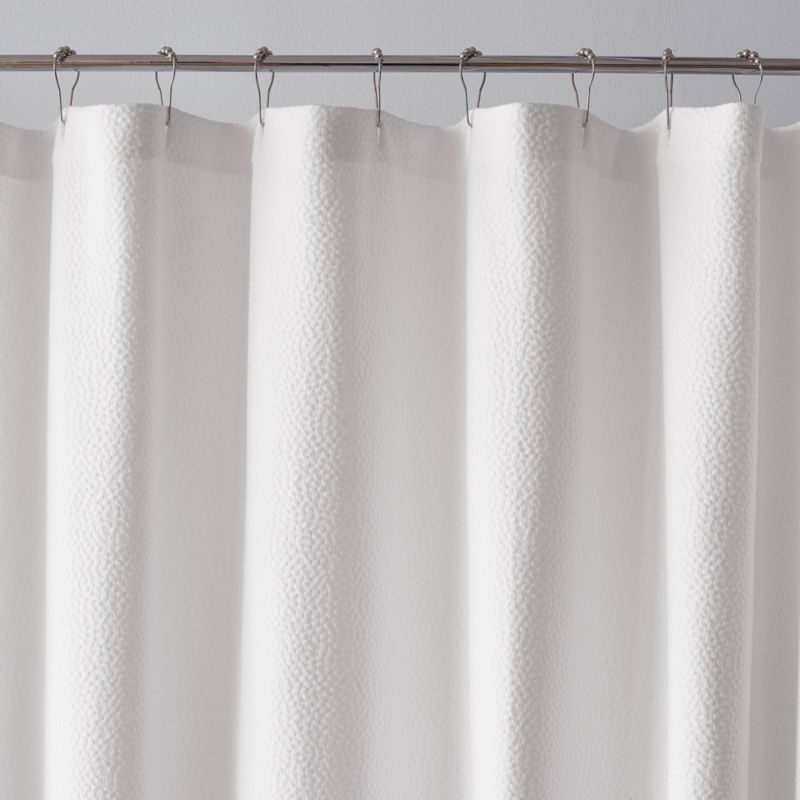 Extra-Long Organic Cotton Pebble Matelassé White Shower Curtain - Image 4