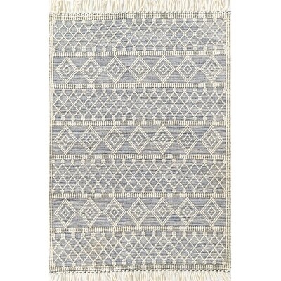 Union Rustic Rushton Geometric Hand Woven Wool And Cotton Blue Area Rug - Image 0