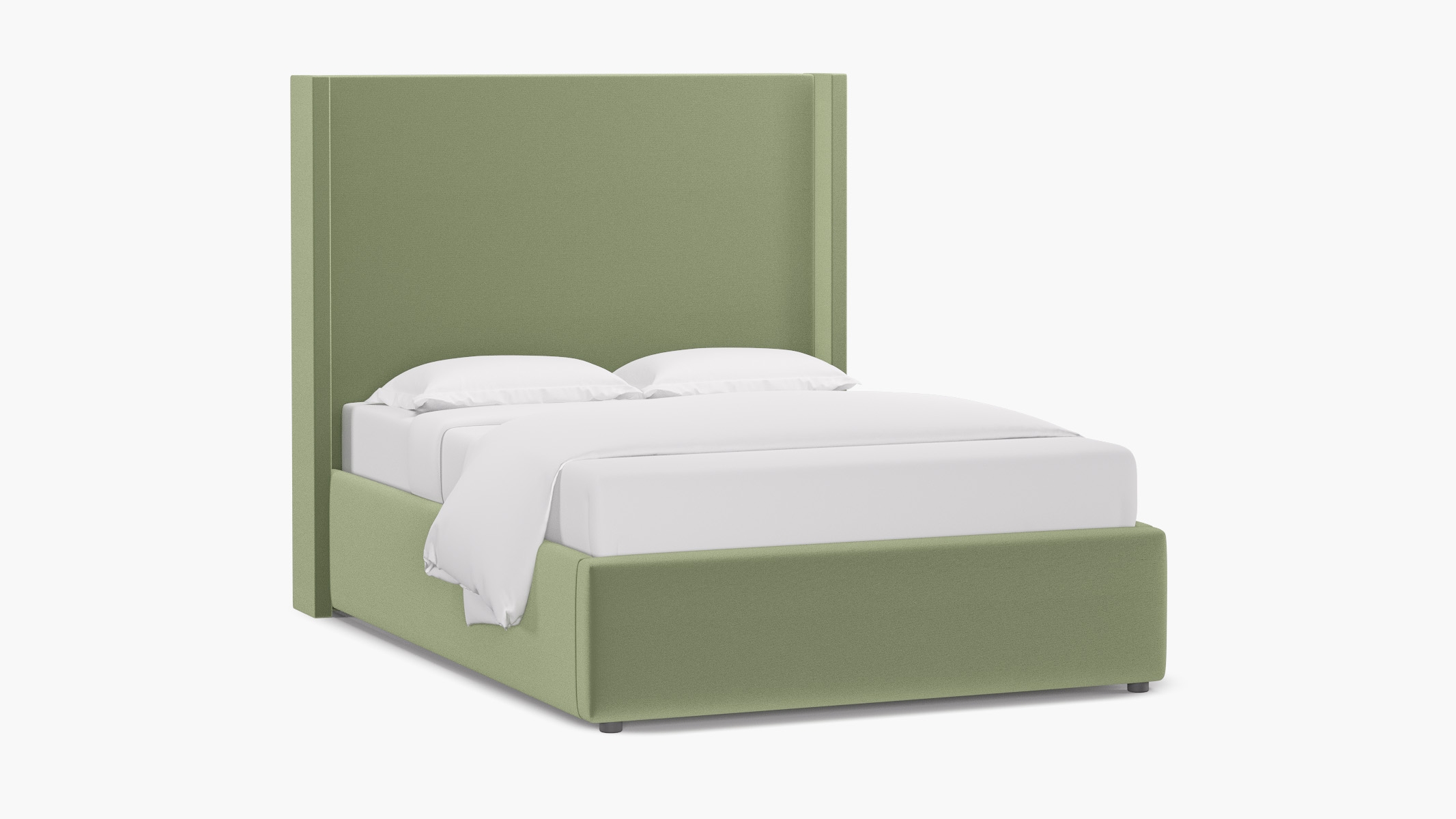 Modern Wingback Bed, Celadon Performance Plush Velvet, Full - Image 1