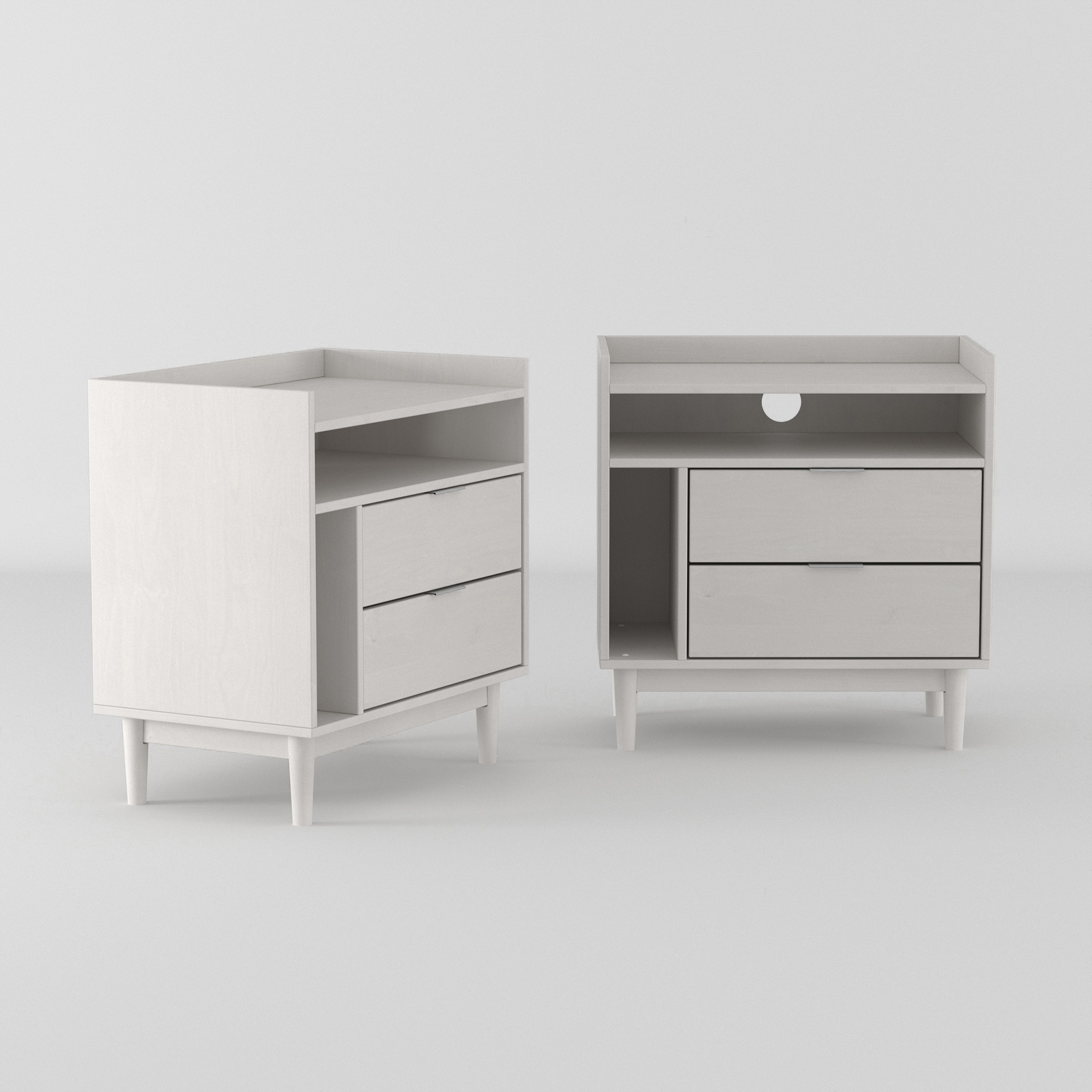 25" Solid Wood 2-Drawer Night Stand with Gallery - 2PK - White - Image 0