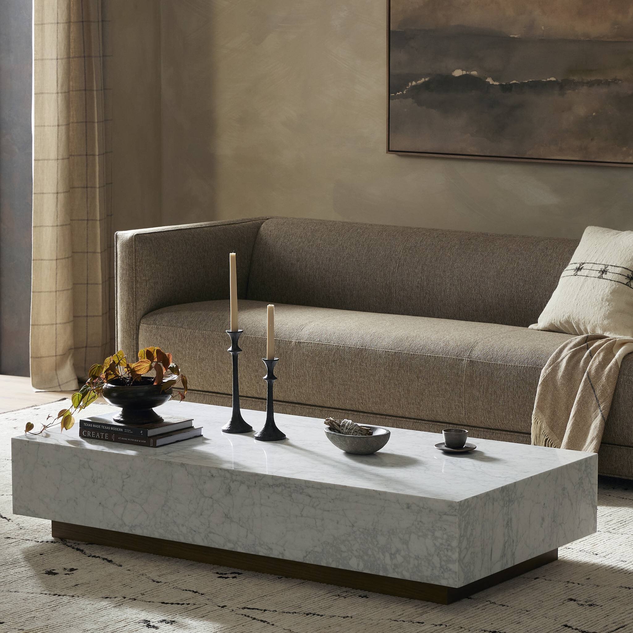 Masera Marble Coffee Table - White Carrara Marble - Image 10