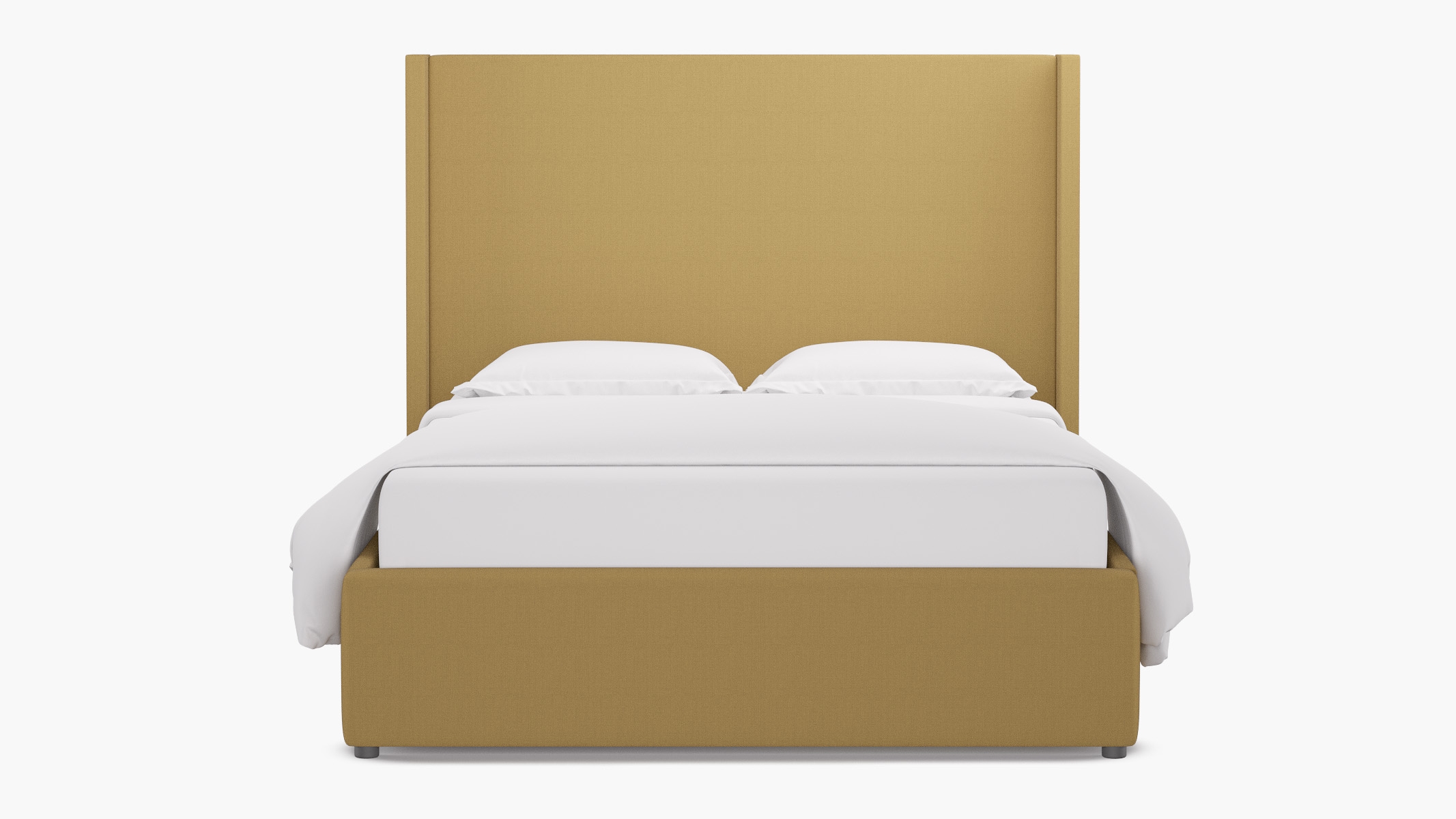 Modern Wingback Bed, French Yellow Everyday Linen, Queen - Image 0