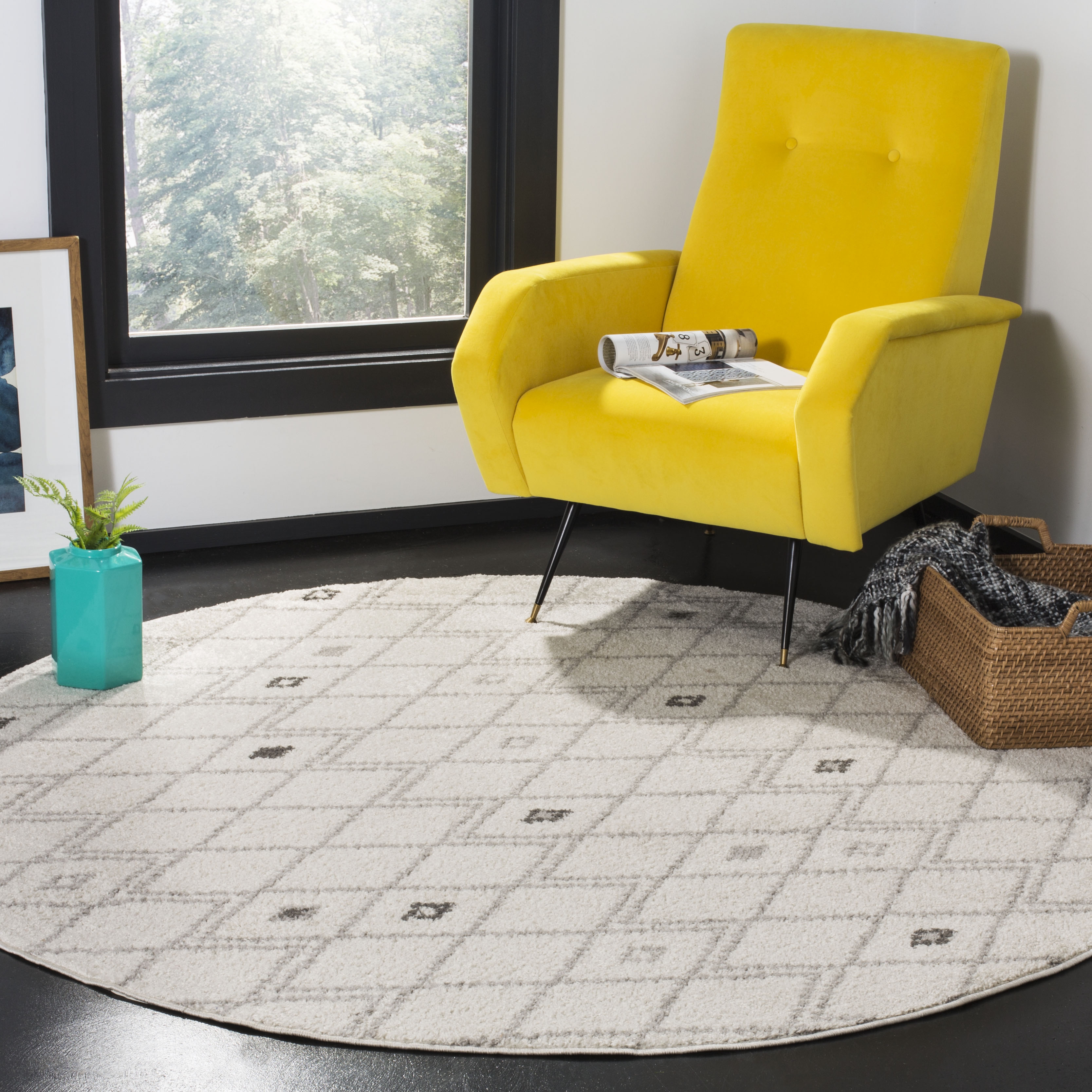 Arlo Home Woven Area Rug, ADR132B, Ivory/Grey,  6' X 6' Round - Image 1