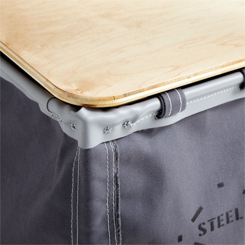 Steele ® Canvas 2.5-Bushel Vertical Rolling Laundry Hamper with Wood Lid - Image 8
