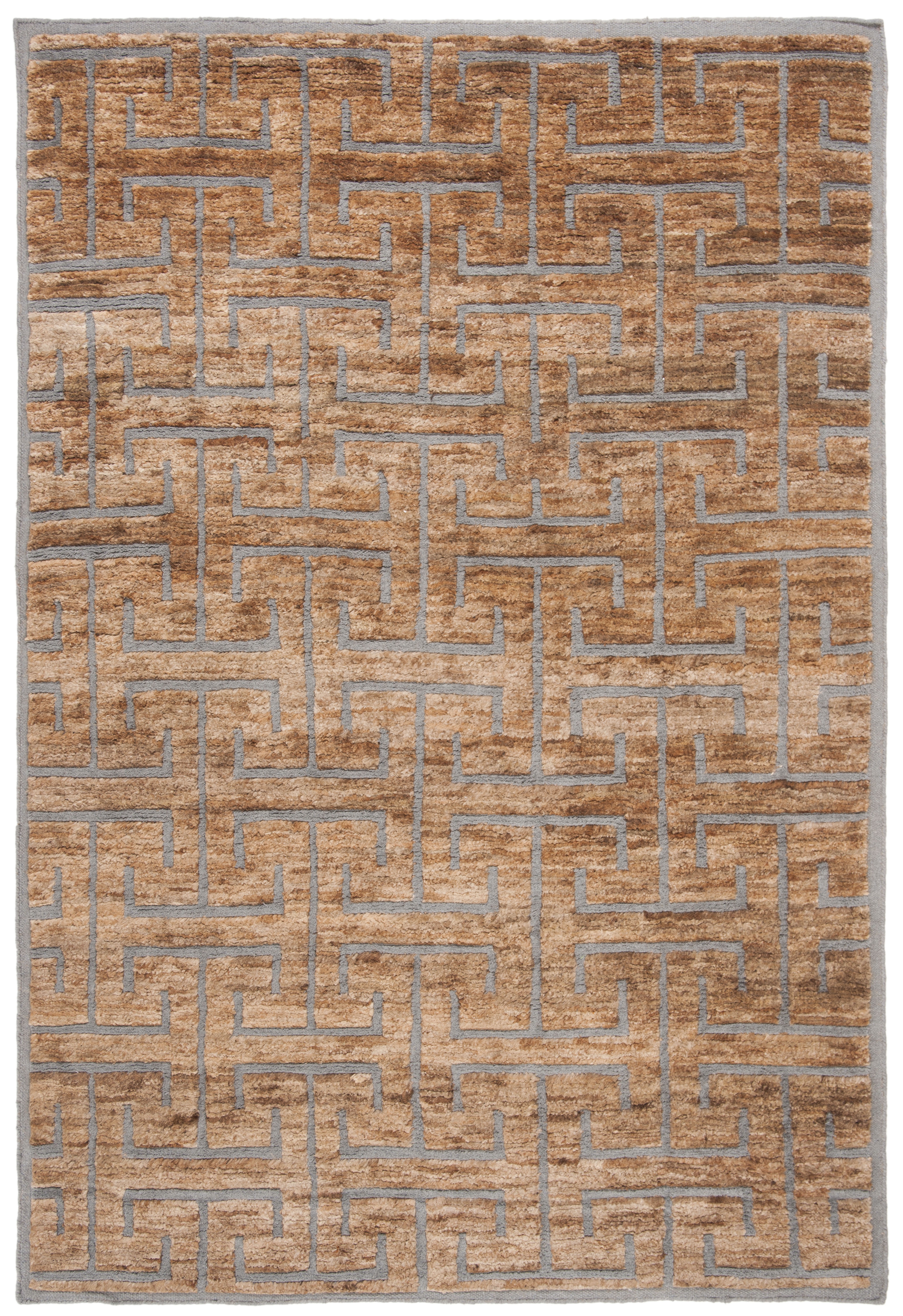 Arlo Home Hand Knotted Area Rug, TGR417B, Grey/Beige,  6' X 9' - Image 0