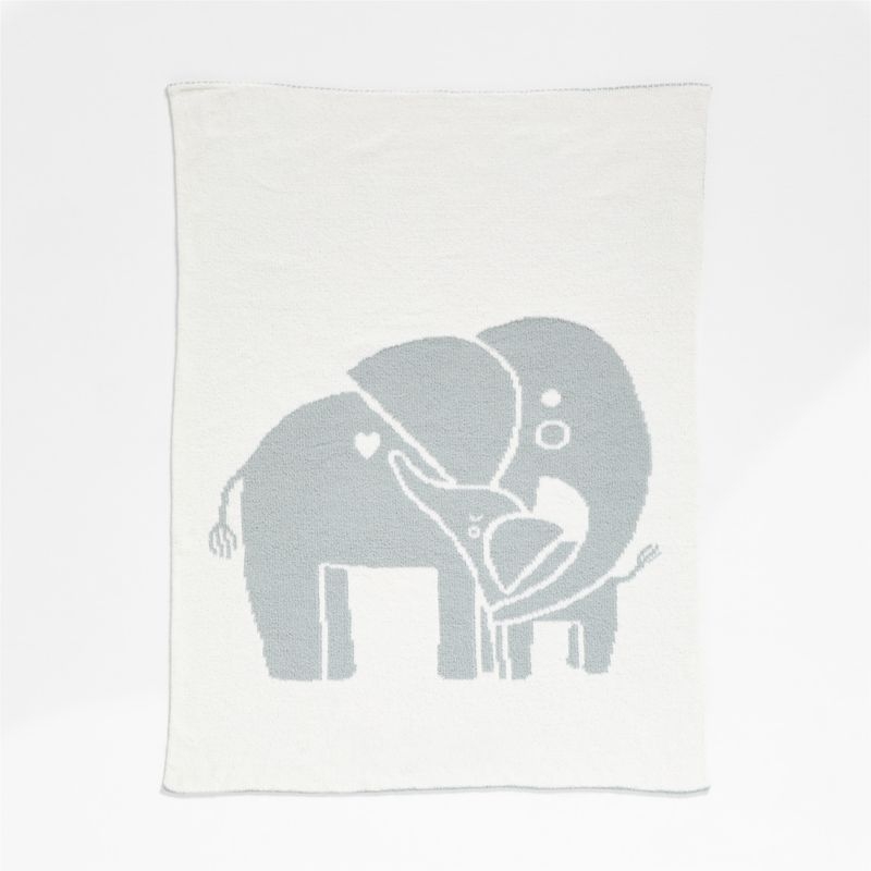 Reversible Sleepy Baby Blue Elephant Chenille Baby Stroller Blanket - Image 5