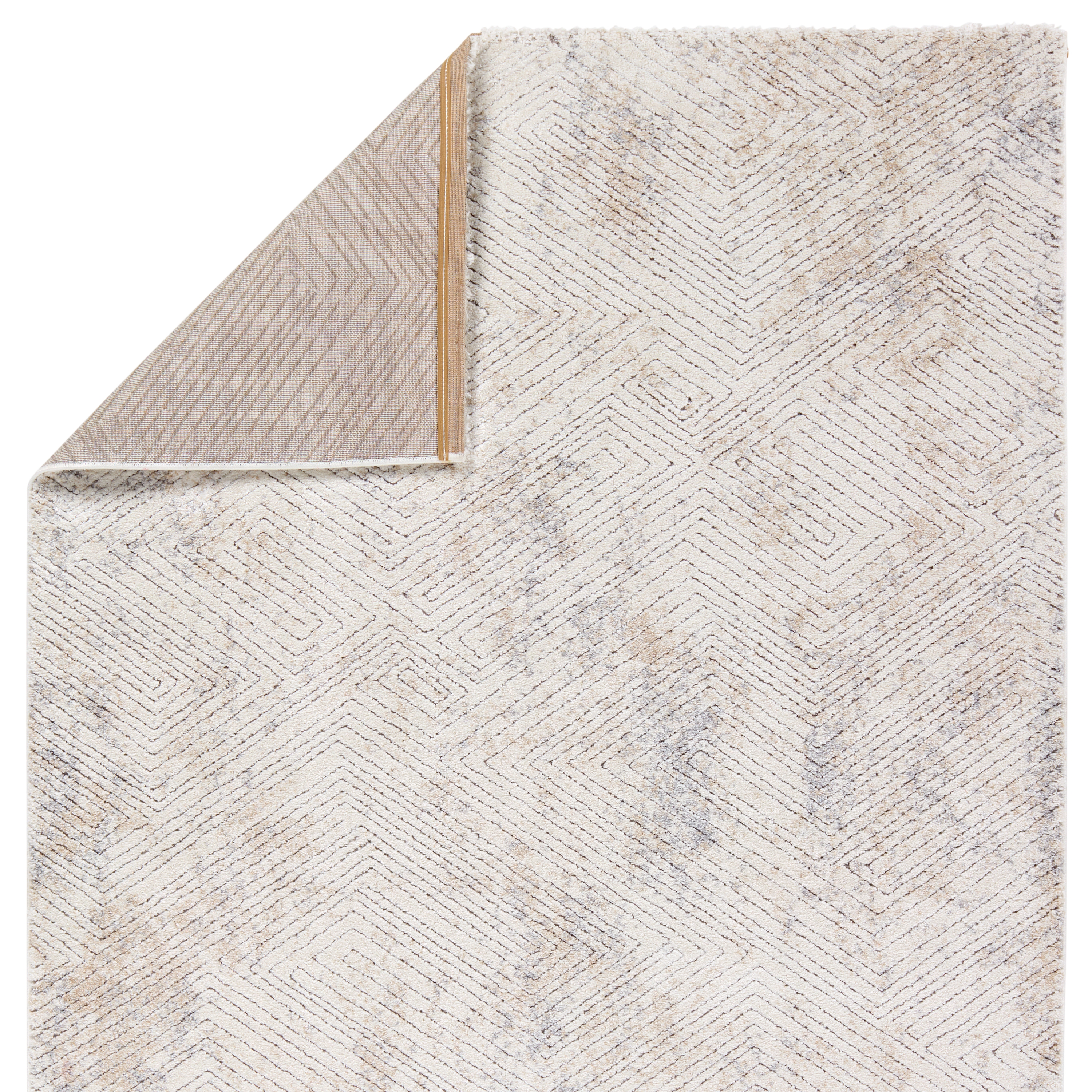 Label J Natrix FRR13 Geometric Ivory and Gray Runner Rug (3'x10') - Image 2