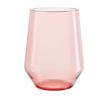 Happy Hour Stemless Wine Glass, Set of 4 - Coral - Image 0