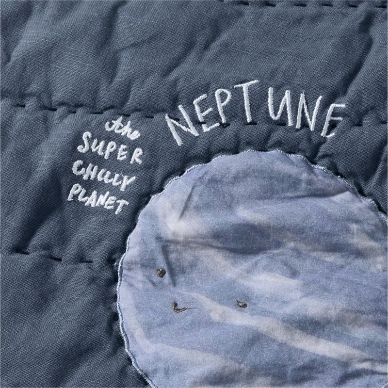 Outer Space Navy Blue Organic Cotton Kids Full/Queen Quilt - Image 1