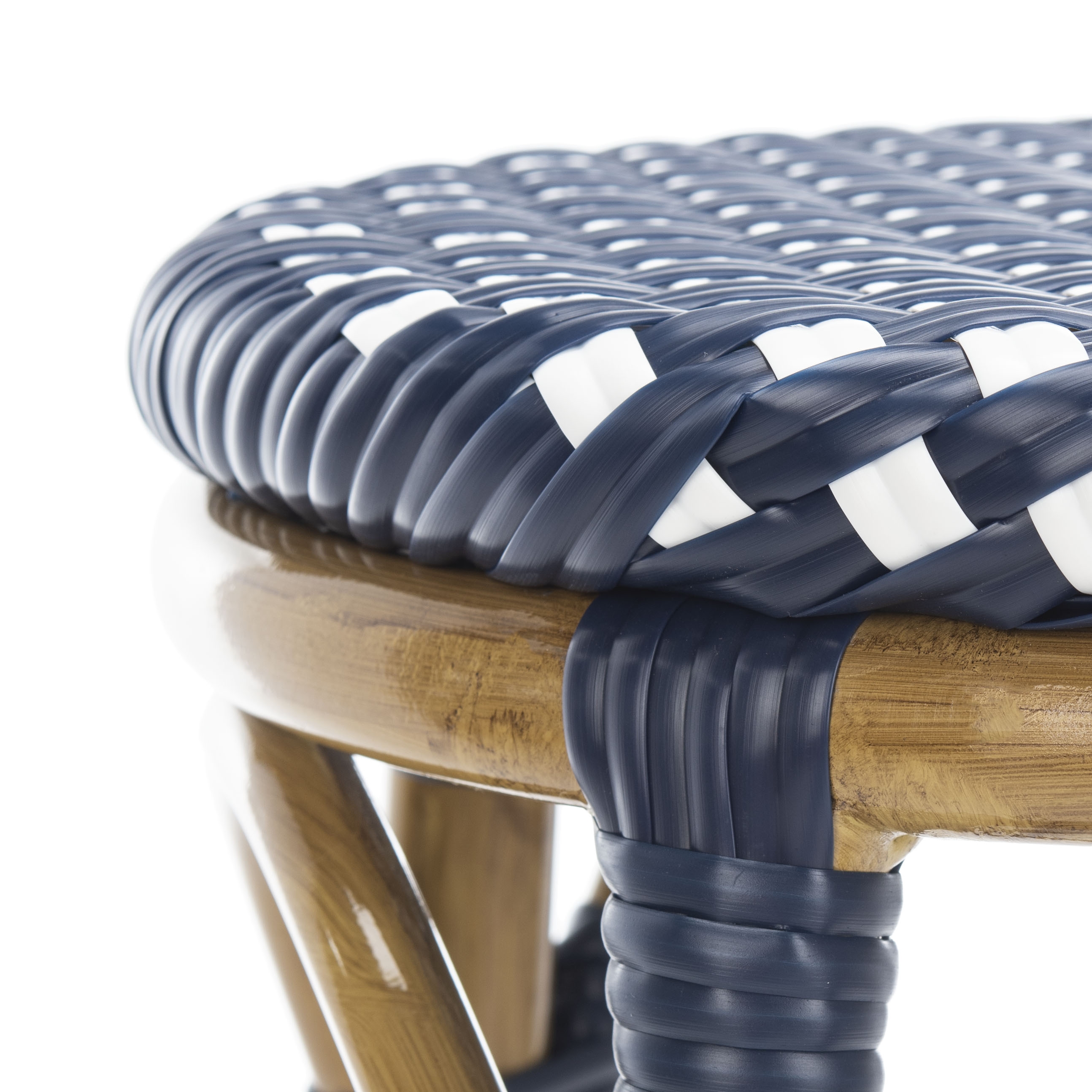 Kipnuk Indoor-Outdoor Stacking Bar Stool - Navy/White/Light Brown - Safavieh - Image 3