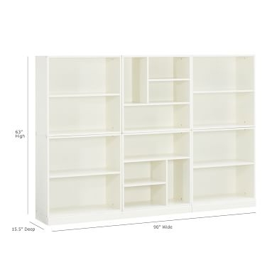 Stack Me Up Mixed Shelf Tall Bookcase (2 Mixed + 4 2 Shelf), Simply White - Image 2