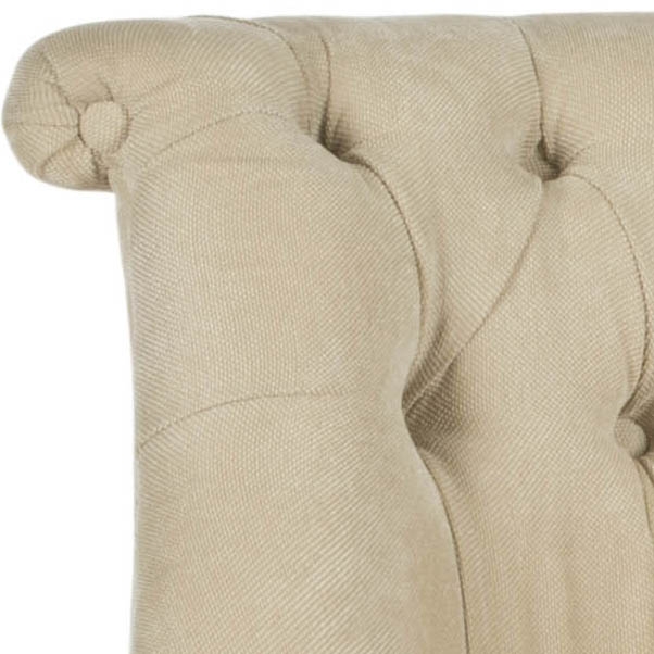 Carlin Tufted Chair - Natural Cream/Cherry Mahogany - Safavieh - Image 3