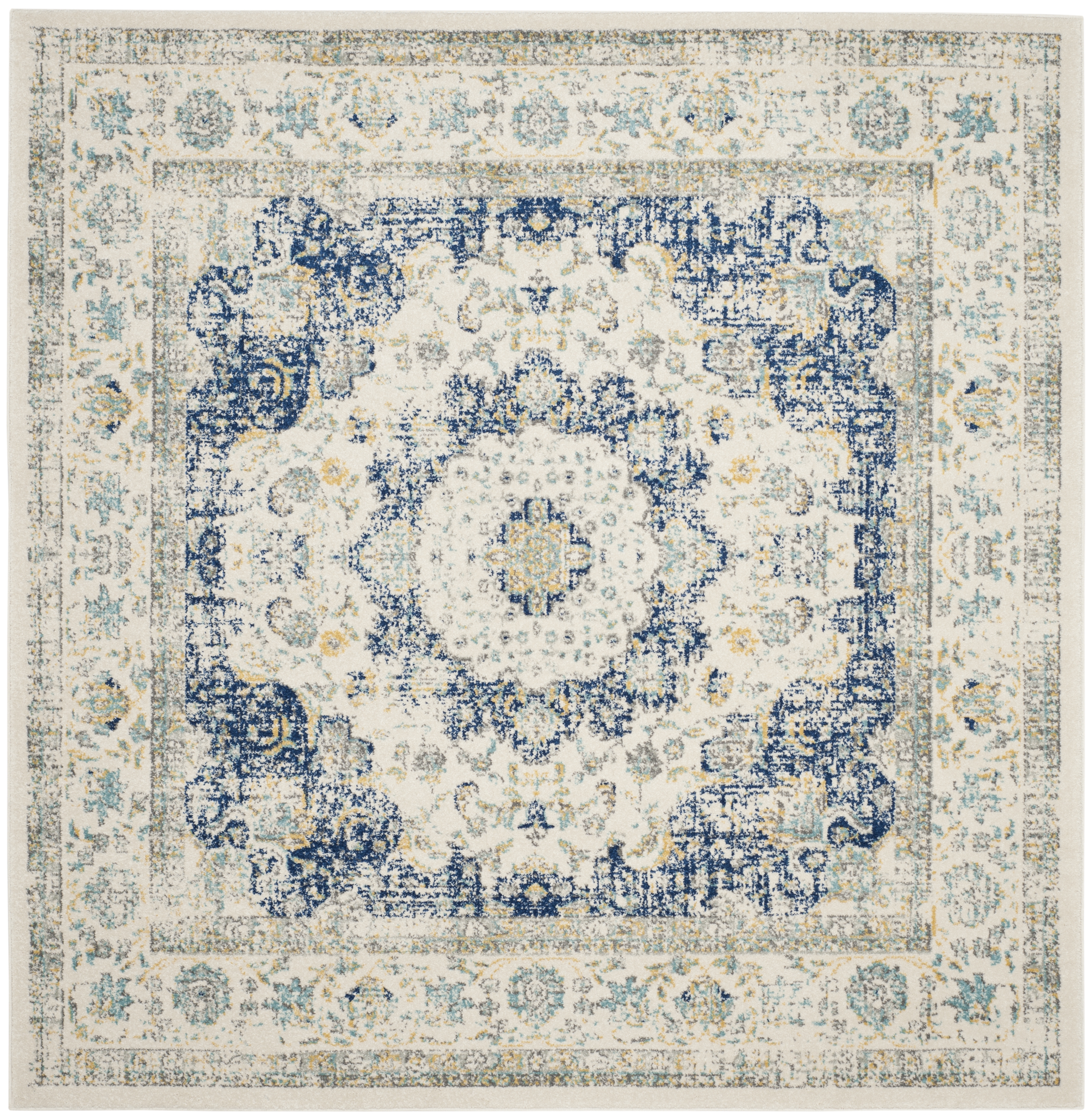 Arlo Home Woven Area Rug, EVK220C, Ivory/Blue,  9' X 9' Square - Image 0