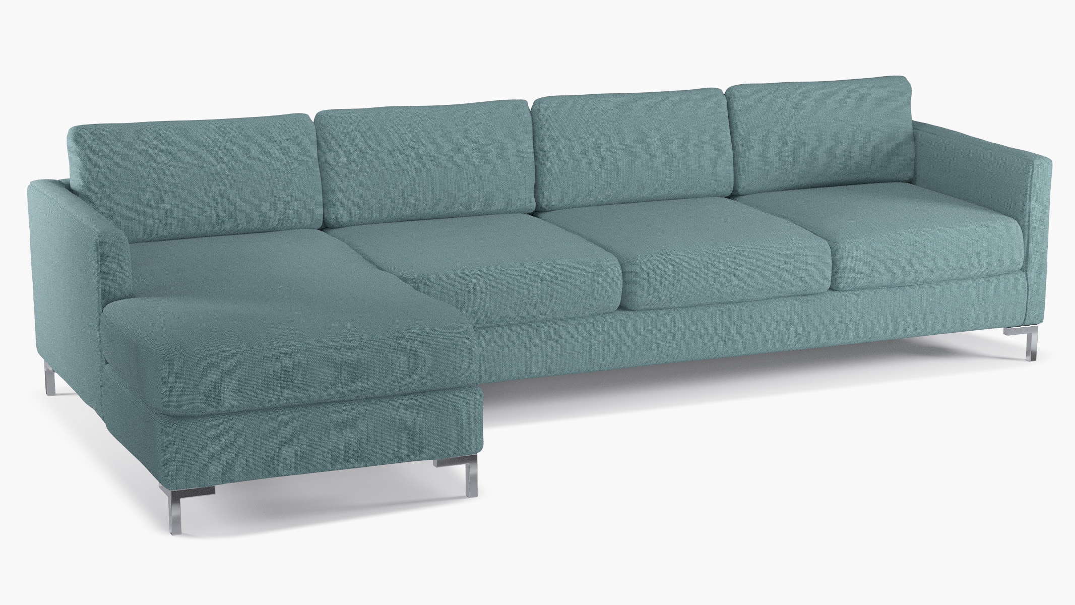 Modern Sectional, Left Facing, Seaglass Everyday Linen, Chrome L Leg - Image 1