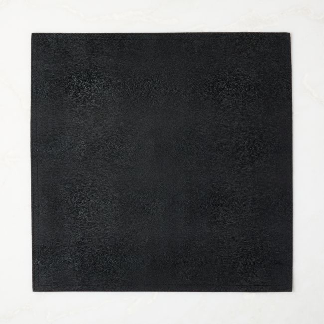 Black Shagreen Faux-Leather Square Placemat - Image 0