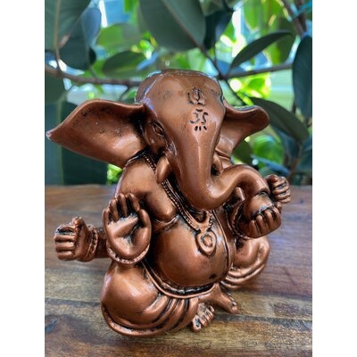 Kerim Lucky Ganesha Distressed Copper Figurine - Image 0