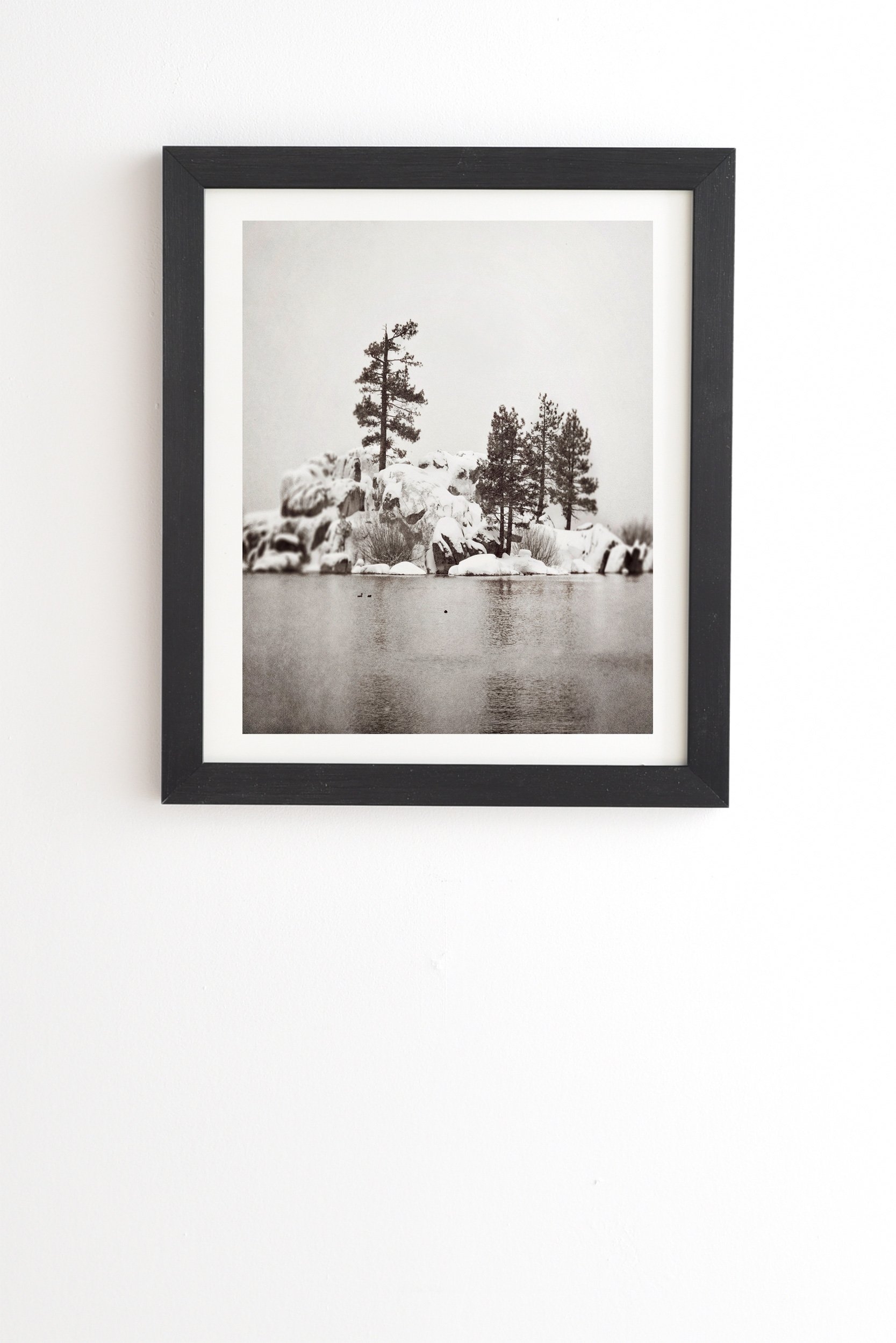 Bree Madden Snowy Lake Black Framed Wall Art - 20" x 20" - Image 1