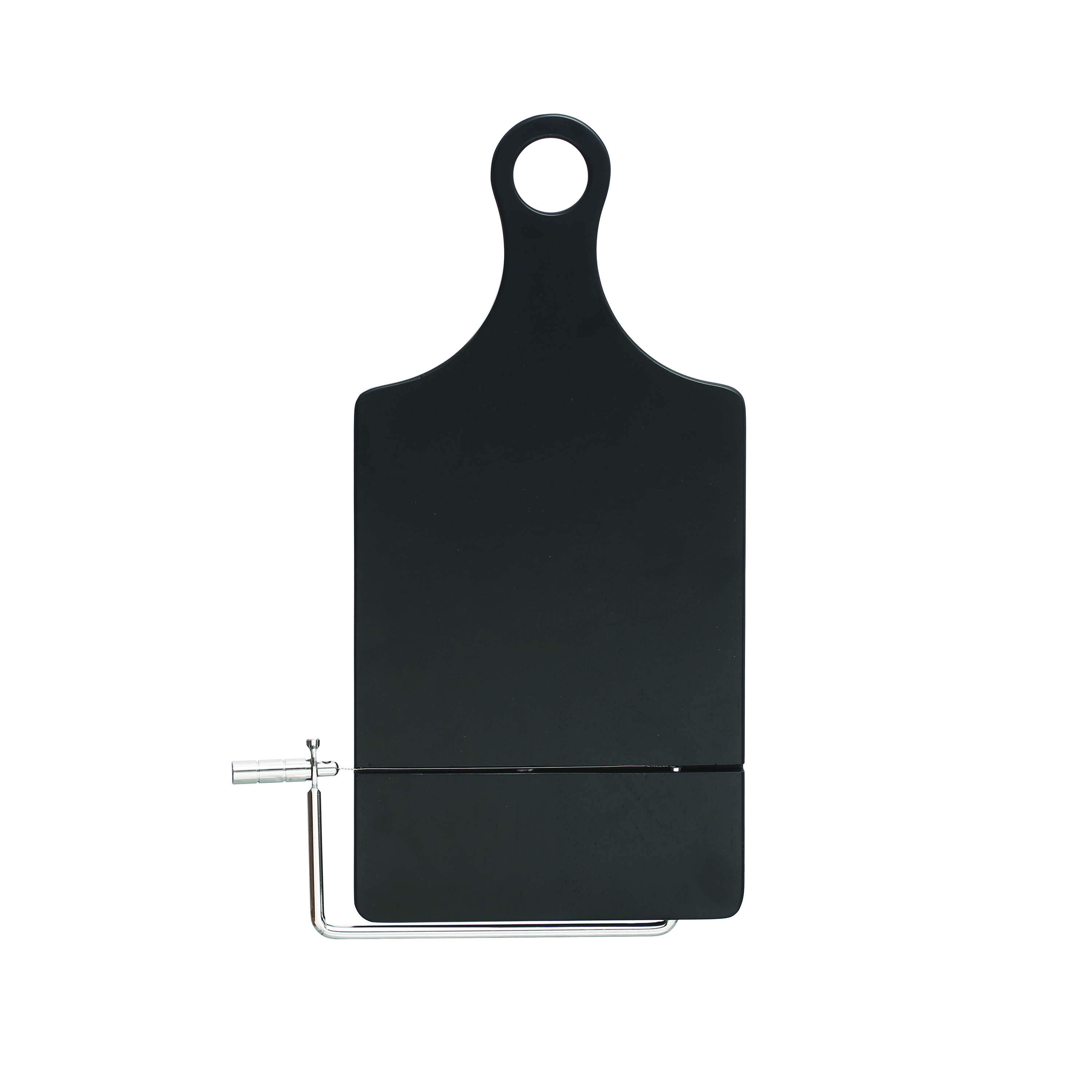 Long Acacia Wood Cheese Slicer with Stainless Steel End Grain, Black - Image 0