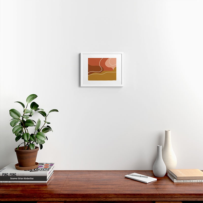 Abstract Organic Shapes In Zen by June Journal - Framed Art Print Modern White 11" x 14" - Image 1