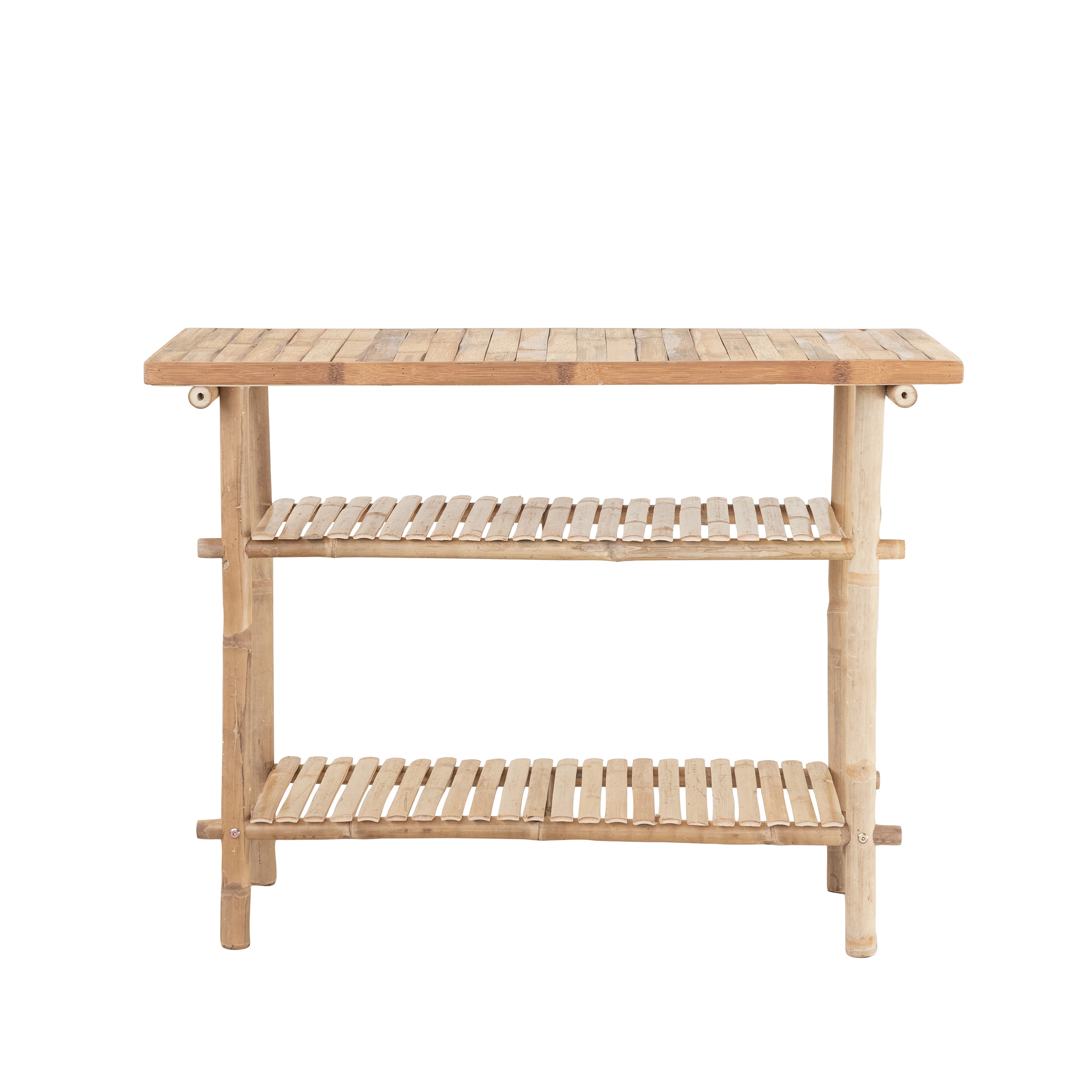 Tall Bamboo Accent Table with 2 Shelves, Natural - Image 0