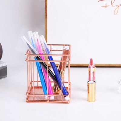 Iron Storage Baskets Home Garden Organization Pink Desk Office Accessories - Image 0