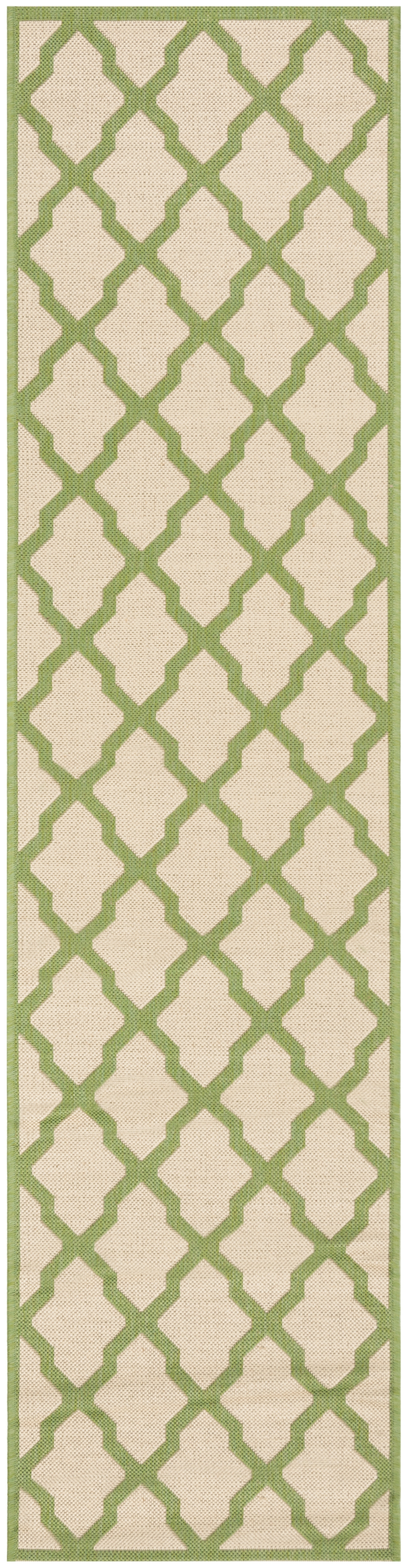 Arlo Home Indoor/Outdoor Woven Area Rug, LND122V, Cream/Olive,  2' X 8' - Image 0