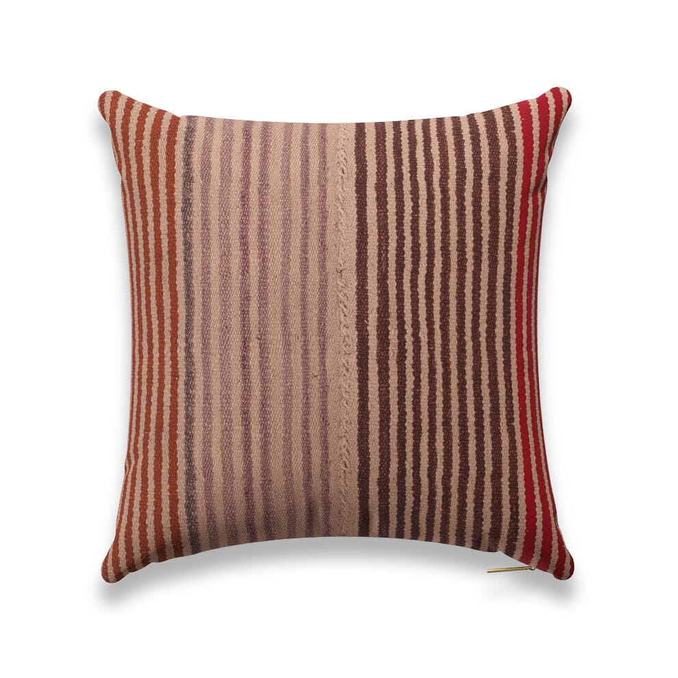 Candy Stripe Frazada Pillow by St. Frank | Brown | 26" W x 16" H | Linen/Wool - Image 1