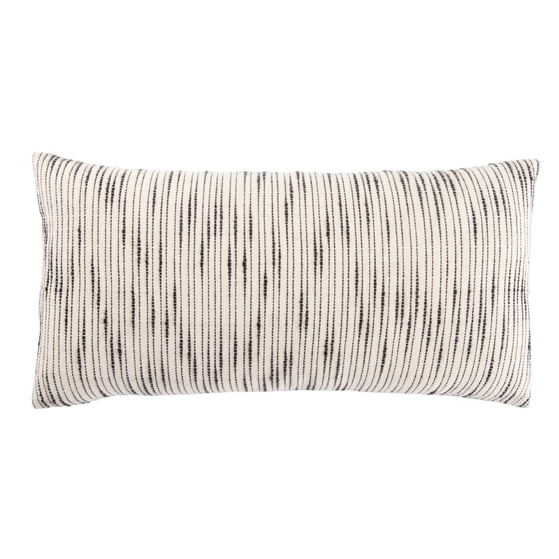 Saxon Stripe White/ Gray Throw Pillow 12X24 inch Size: 12" x 24", Fill Material: Down - Image 0