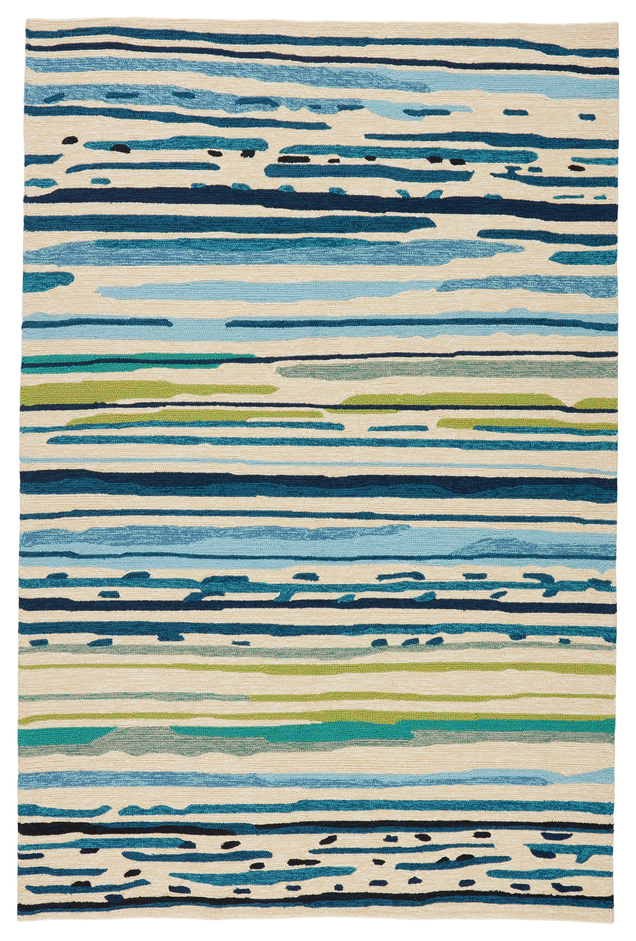 Sketchy Lines Indoor/ Outdoor Abstract Blue/ Green Area Rug (9' X 12') - Image 0