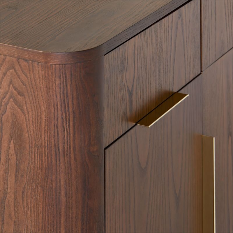 Tau 70" Brown Wood and Brass Credenza - Image 6