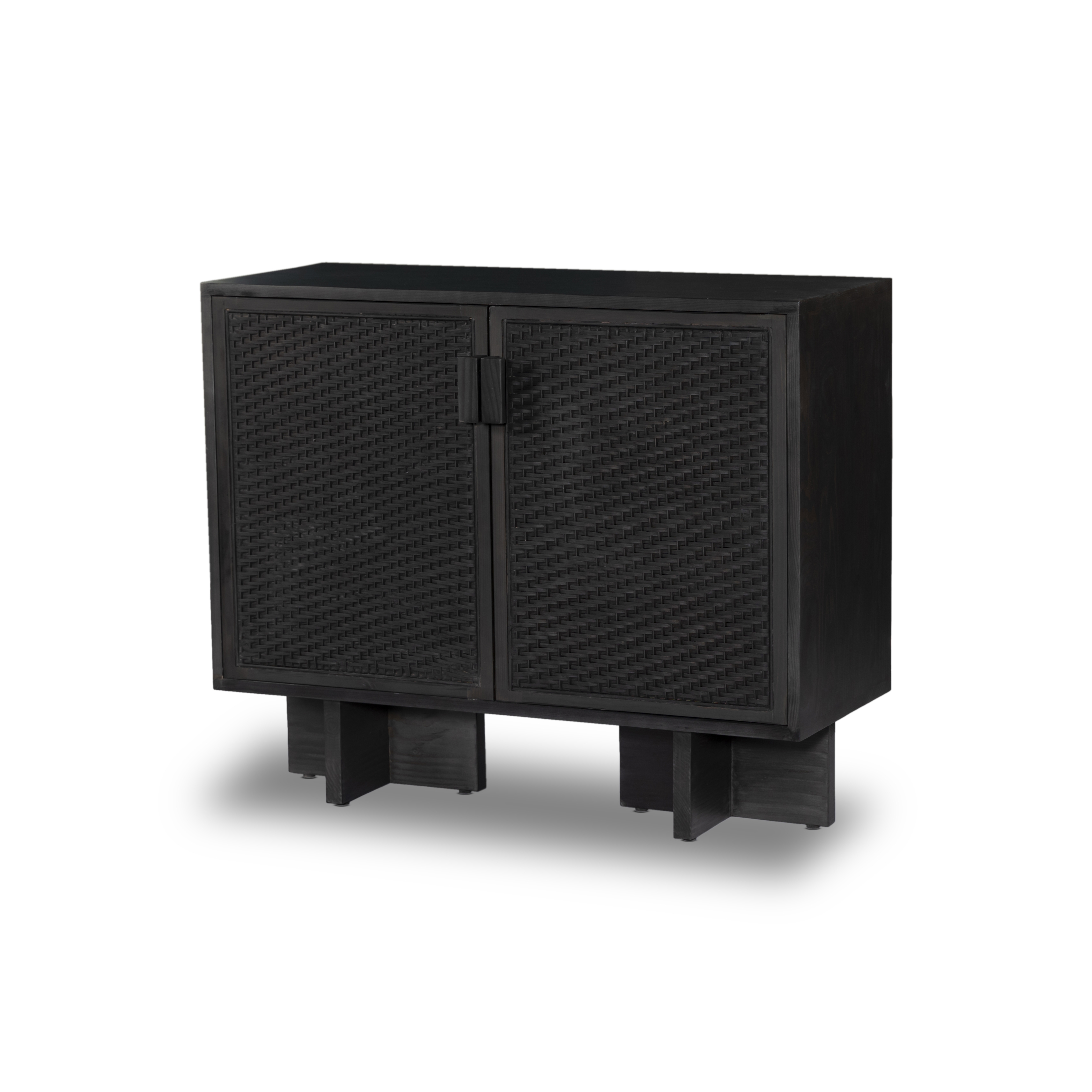 Levon Bar Cabinet-Black Woven Rod Cane - Image 1