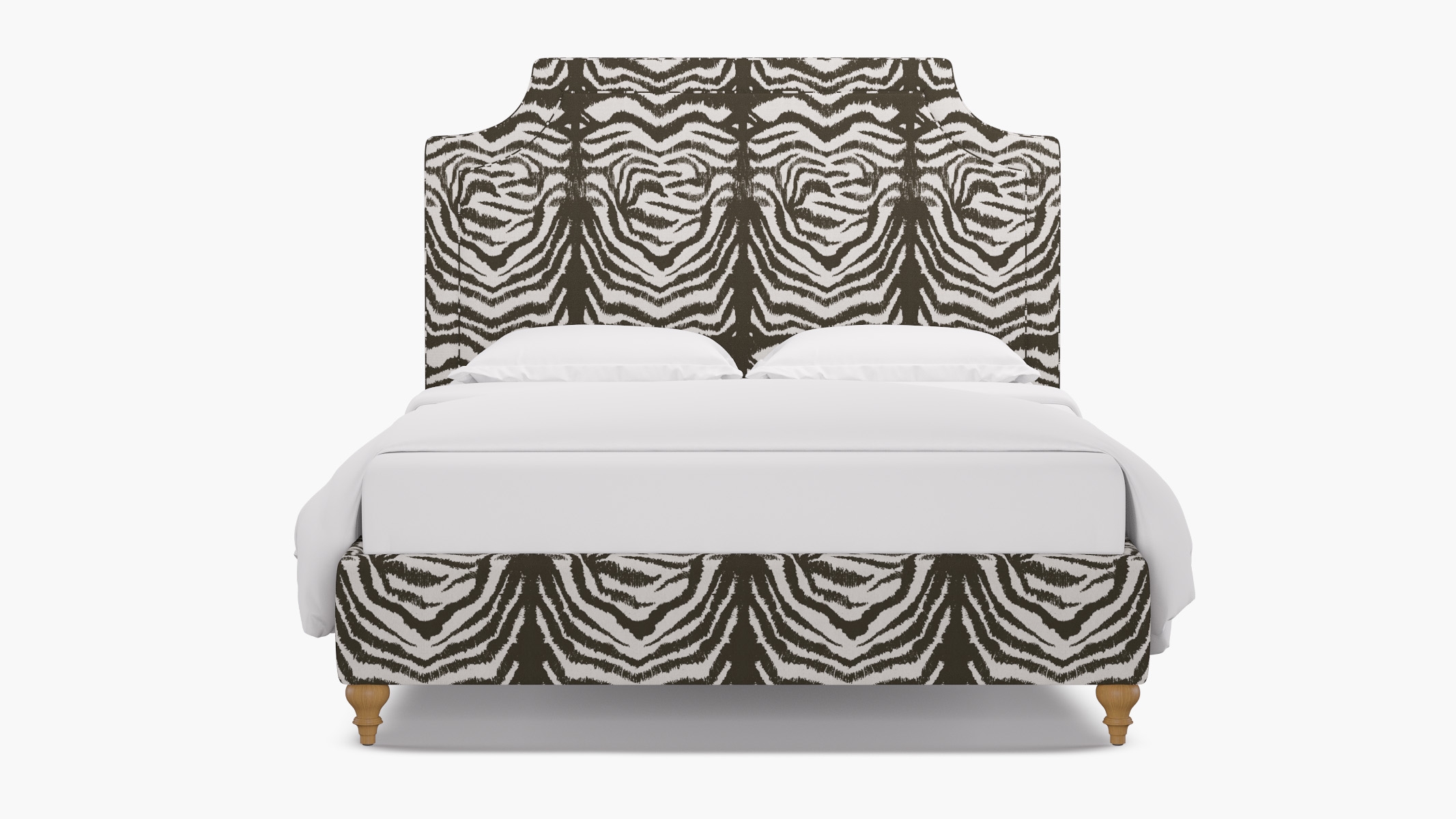 Deco Bed, Zebra, Natural Traditional Turned Leg, King - Image 0