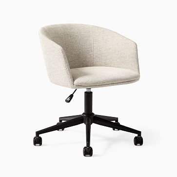 Deacon Swivel Office Chair, Twill, Dove, Black - Image 1