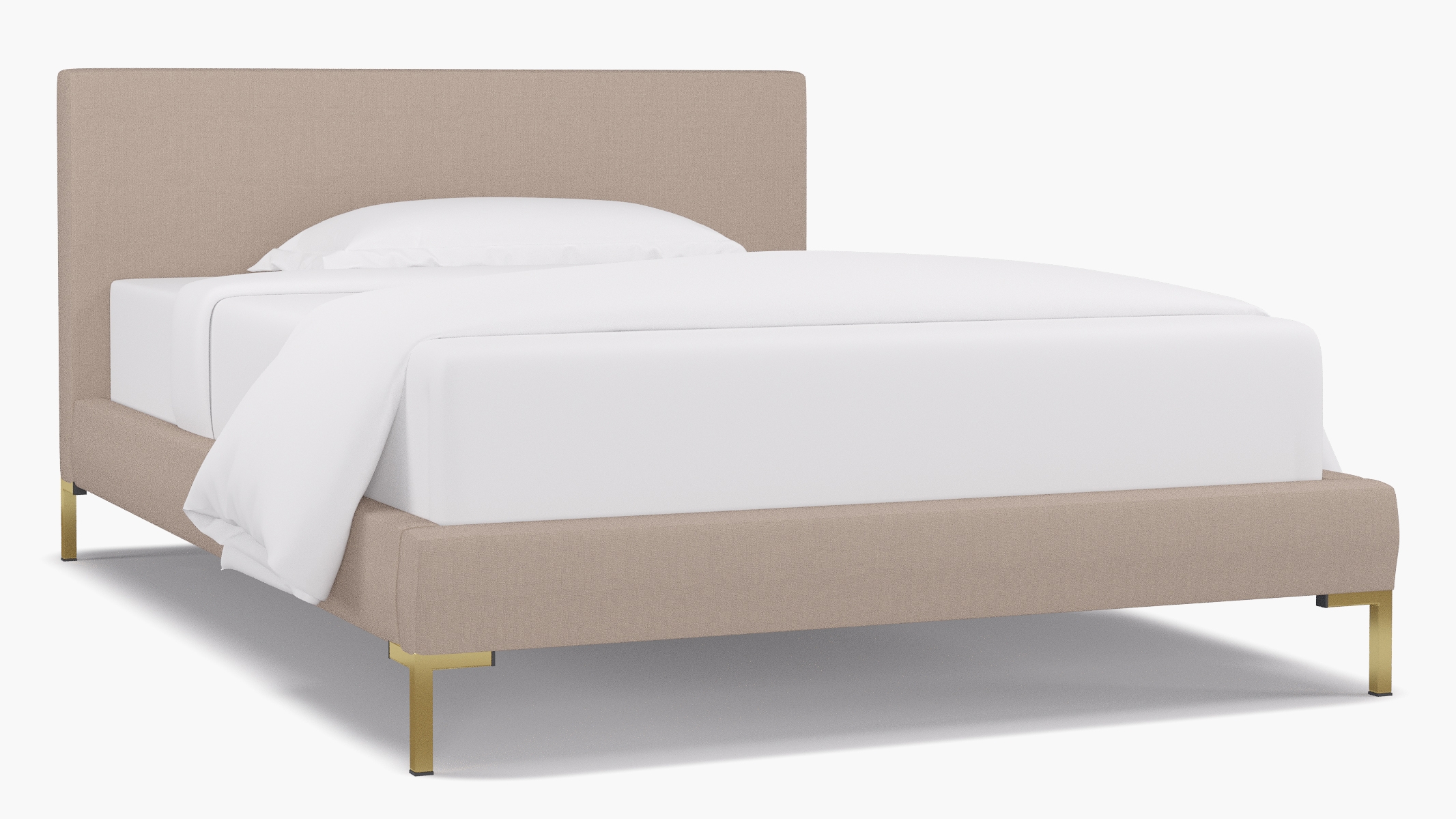 Modern Platform Bed, Husk Everyday Linen, Brass, Full - Image 1