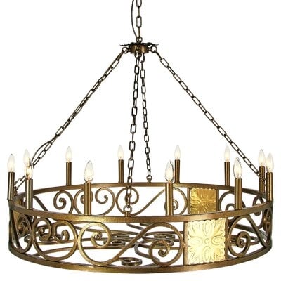 Sparta 12 - Light Candle Style Wagon Wheel Chandelier - Image 0